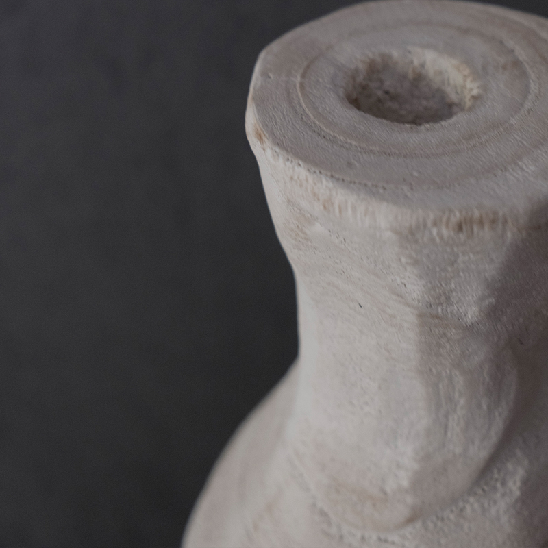 后弄侘寂风创意复古泡桐木花瓶 民宿家居摆件样板房花插软装饰品