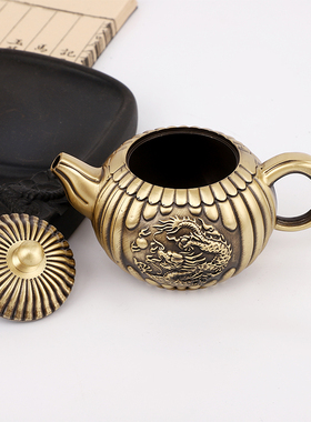 铜茶壶铜小酒杯家用泡茶水滴酒壶纯铜半手工工艺品摆件黄铜单壶