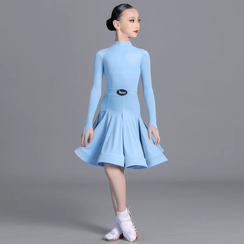 拉丁舞比赛规定赛服女童秋冬高级感标准长袖2024新款冬季舞蹈裙子