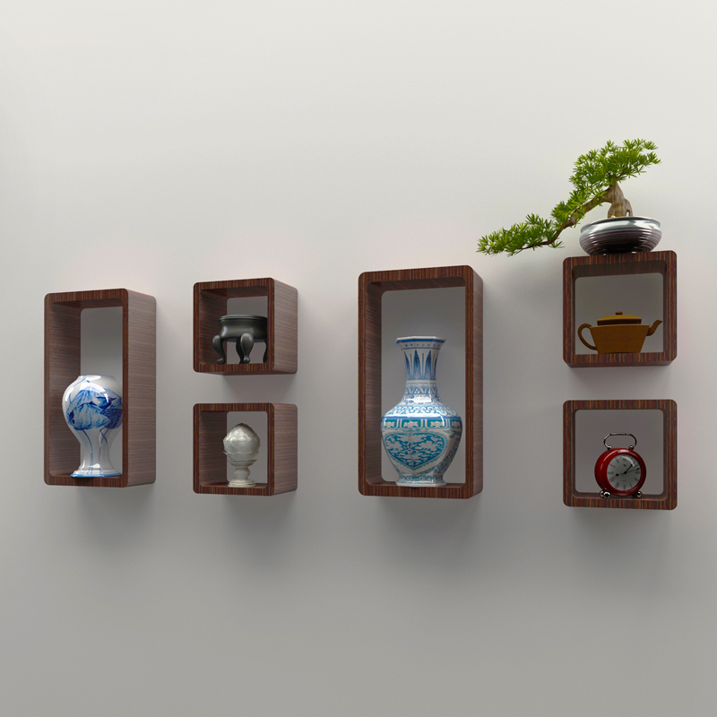 实木墙上置物架客厅背景墙面隔板影视墙壁挂装饰墙柜房间创意格子