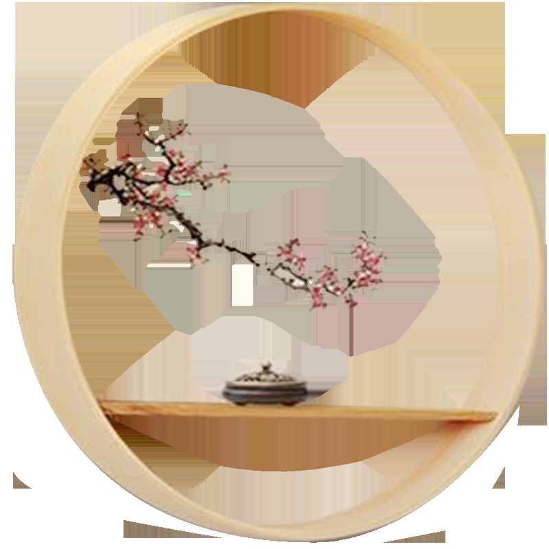 实木圆形画框新中式客厅餐厅卧室入户玄关走廊过道装饰框垭口新款图片
