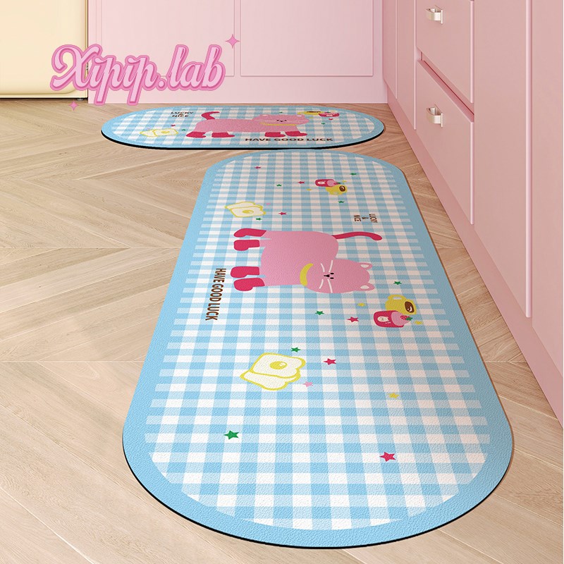 xipiplab厨房地垫皮革吸水吸油脚垫家用长条耐脏免洗可擦脚垫门垫