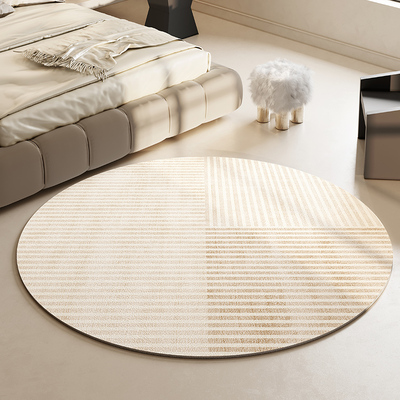 侘寂风圆形卧室地毯床边毯pvc皮革免洗可擦脚垫儿童防滑床边垫