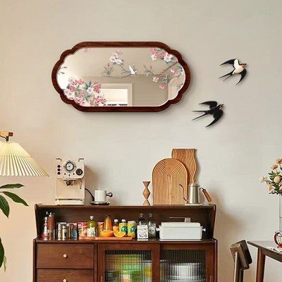 中古风镜子装饰画家用小场景组合镜面画法式复古客厅高级感挂画