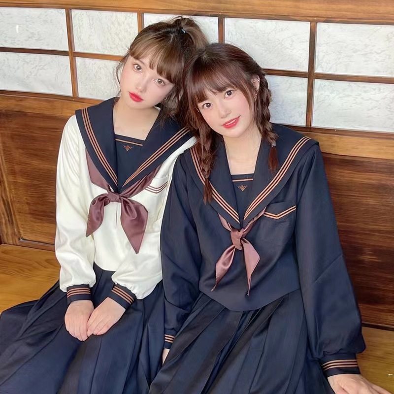 【茶羽中三本水手服】正统哗叽棉JK制服基础校服 校供长袖 送领结
