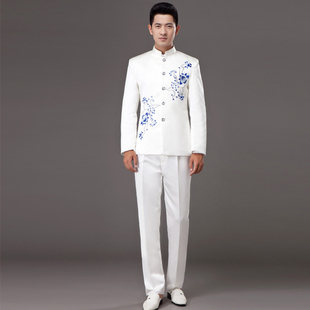 青花瓷大合唱演出服成人年会男女礼服表演服长裙独唱主持舞蹈服装