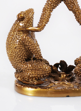 凤凰美居欧式玻璃三蜍鼎球摆件高端办公室客厅书房装饰摆件