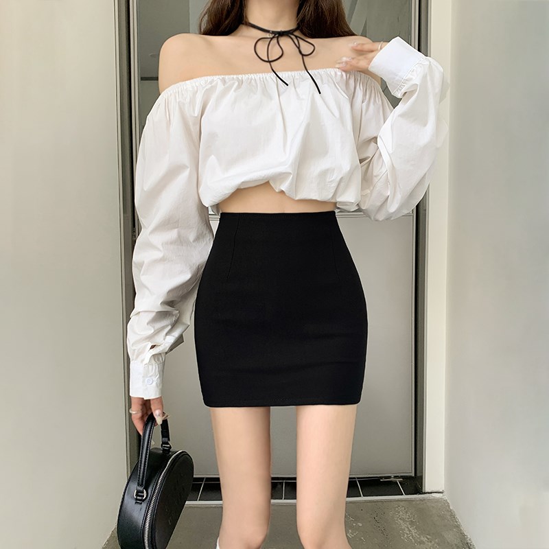白色半身裙女夏季紧身性感包臀裙高腰弹力黑色OL职业一步短裙春秋