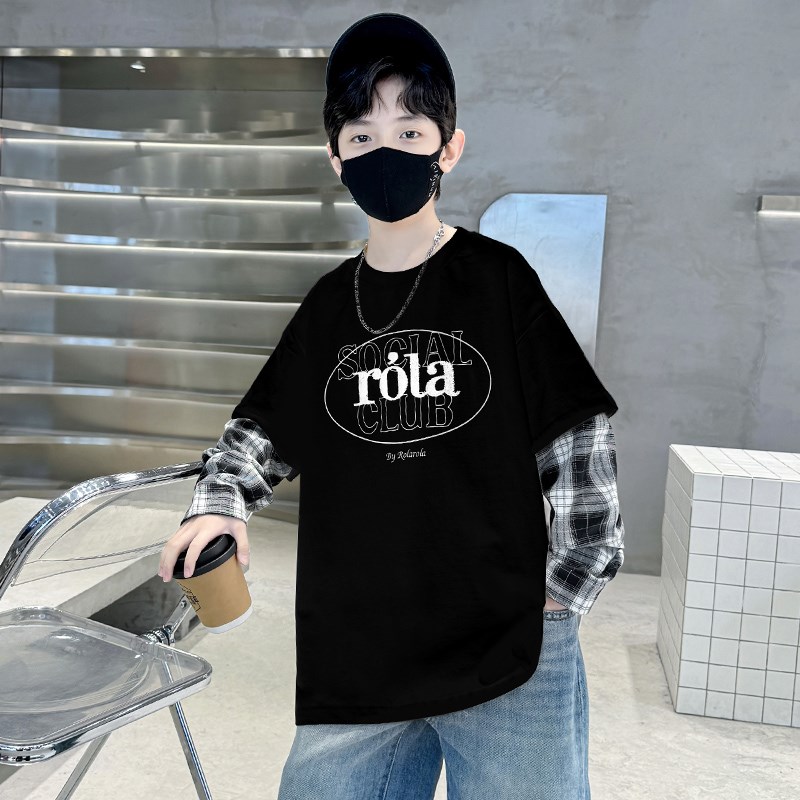 8男童春秋假两件t恤10长袖儿童中大童12打底衫13男孩内搭卫衣15岁