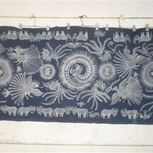 虫鸟鱼花图案 批量 蜡染围巾 订制 单件 蜡染布包蜡染服装 蜡染画