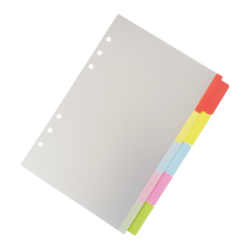 A5透明磨砂塑料索引分隔页PP索引纸分页纸分类贴6孔活页本分类页