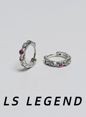 LS不规则锆石耳环女镶钻男银针小众独特防敏轻奢个性彩色钻石中性