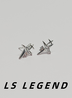 925银耳钉星星锆石个性男银针星芒镶钻中性防过敏时尚耳饰女独特