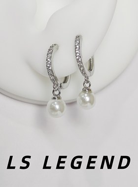 LS珍珠耳环简约中性银饰潮男银针个性女小众轻奢单只独特时尚耳扣