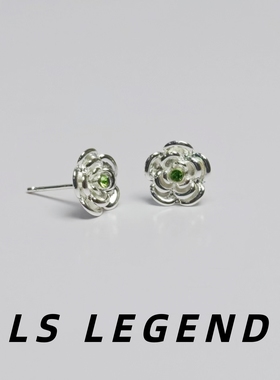 山茶花耳钉银针通勤立体花朵百搭男女个性甜美微镶锆石简约高级感