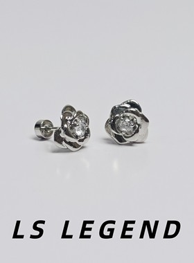 LS玫瑰316L医用钛钢耳钉镶钻耳骨钉养耳洞男女小众高级锆石防过敏