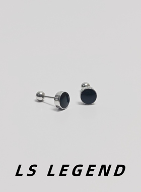 六字真言耳钉银针女防过敏小众高级感中性痞帅男圆形黑色个性时尚