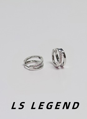 微镶耳环防过敏中性锆石纯银针男双层女镶钻独特个性圆圈时尚耳扣