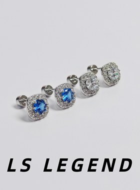 LS蓝色锆石316L医用钛钢螺旋方形耳钉耳骨钉男女养耳洞闪亮防过敏