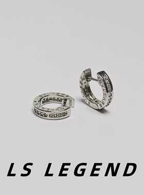 LS直针镶钻锆石耳环s925银针圆圈男女独特轻奢中性高级感个性小众