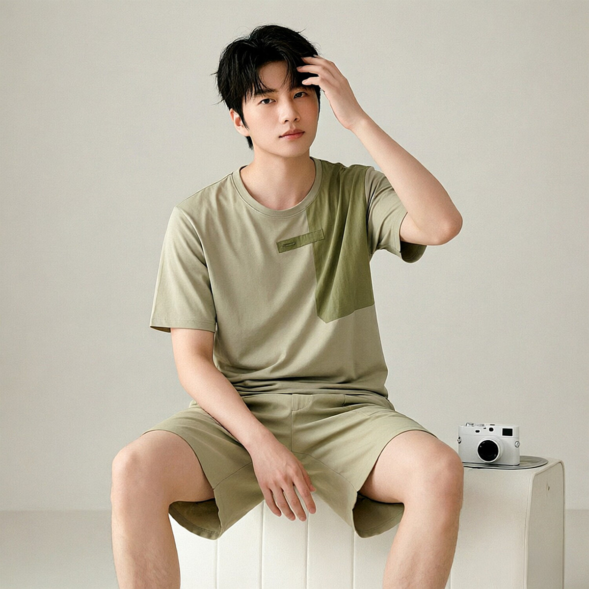 绮瑞男士夏季纯棉睡衣短袖短裤大码休闲家居服2025新款男夏可外穿