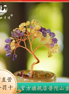 普陀山幸运招财暴富发财树家居摆件五谷丰登入宅乔迁步步高升礼物