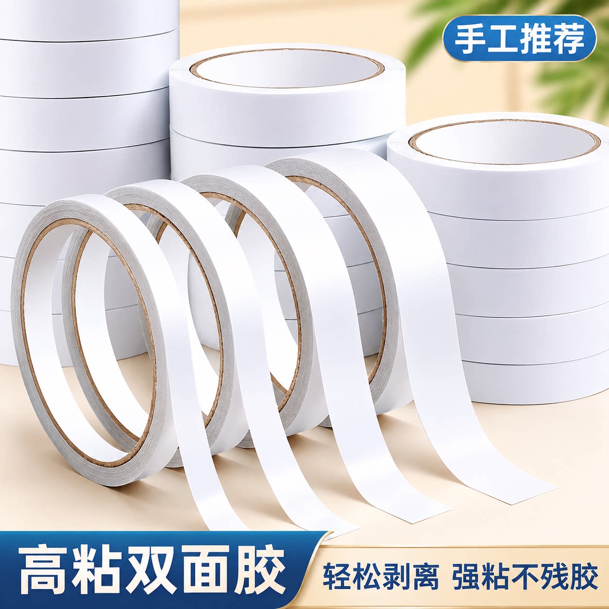 双面胶高粘度薄款手工胶带两面强力透明胶布学生文具超薄胶带贴纸
