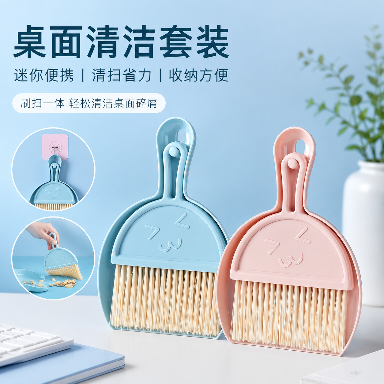 桌面清洁迷你簸箕扫把套装清洁刷