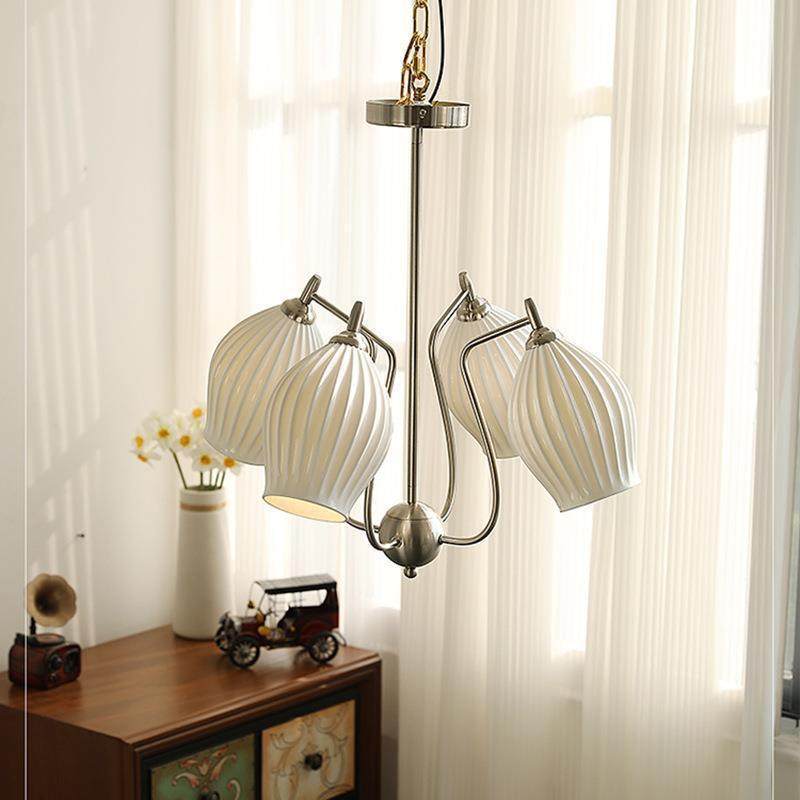 中古奶油陶瓷吊灯 客厅现代卧室主房间蒜头简约包豪斯花朵餐厅灯,家装灯饰光源,智能吊灯,淘宝优惠券,粉丝福利购,淘宝优惠卷