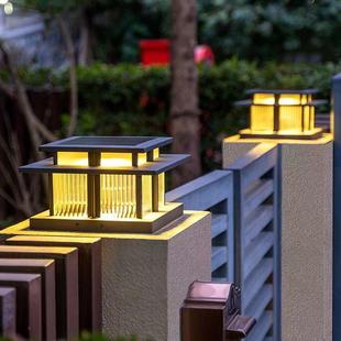 柱头灯户外庭院门柱灯太阳能别墅大门灯现代门头灯室外双层房子灯