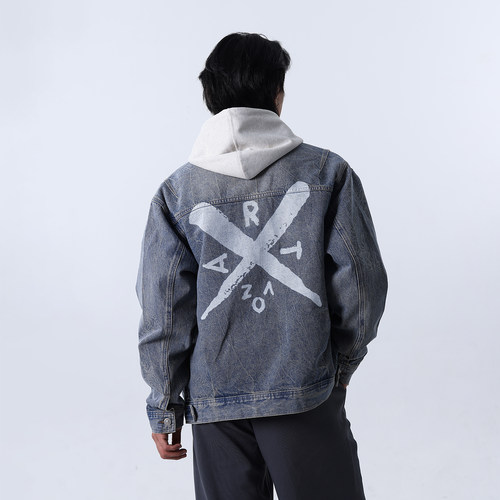 ARTvoz字母印花水洗牛仔外套男款