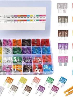 跨境250pcs盒装汽车保险丝刀片保险片中小号铝片插片式保险片套装