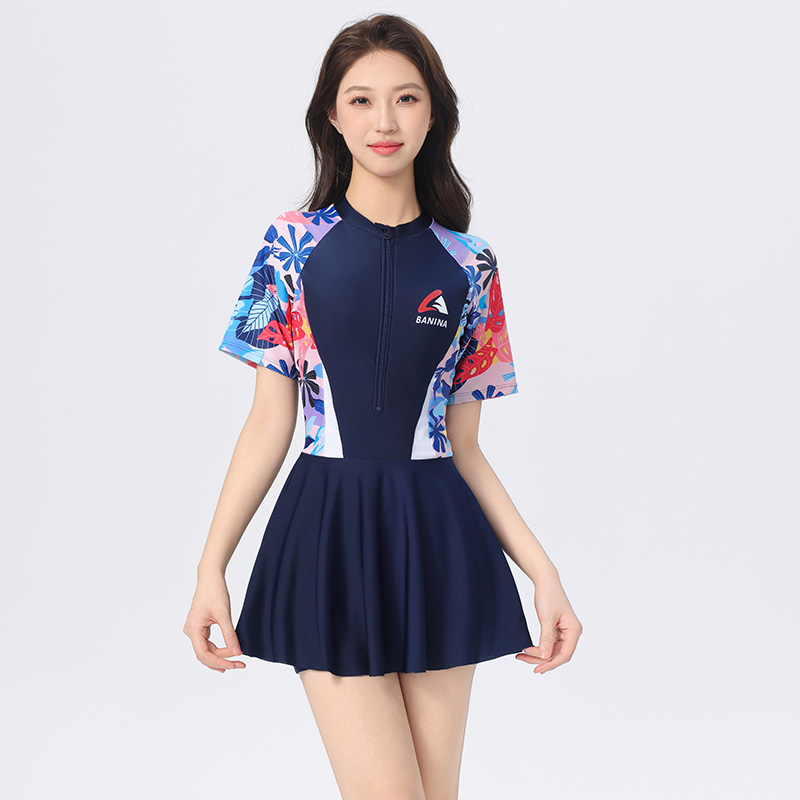 巴尼娜泳衣女款2025新款分体游泳衣微胖女孩遮肉显瘦保守大码泳装