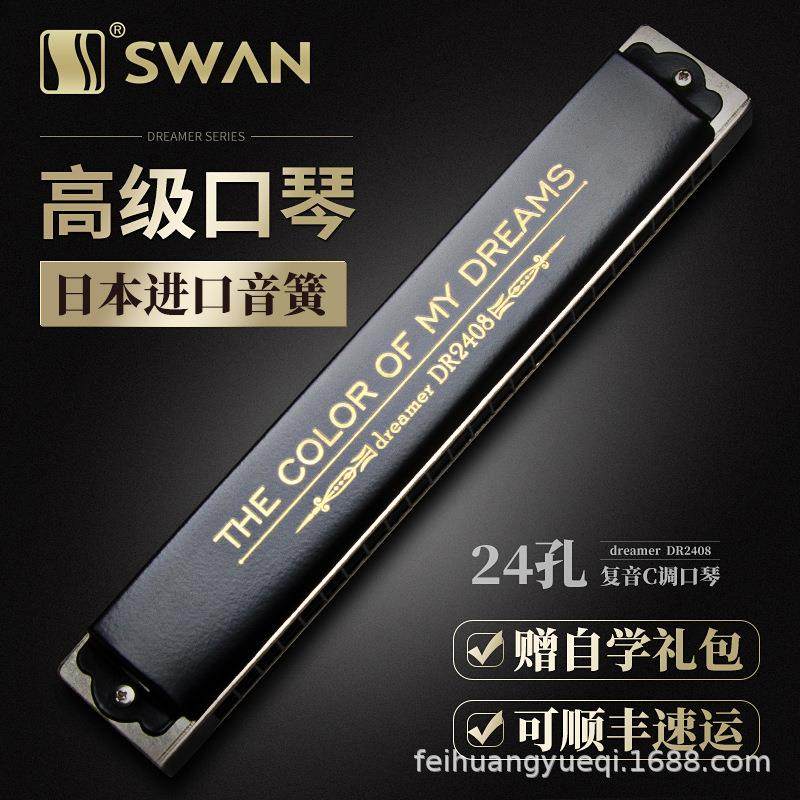 天鹅追梦人2408口琴初学者生成人男高端级专业演奏级24孔复音乐器