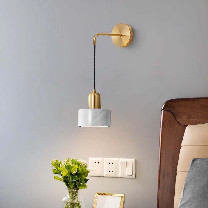 全铜轻奢大理石壁灯卧室床头墙灯现代简约北欧创意背景灯墙壁挂灯