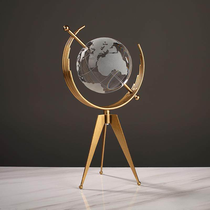 轻奢创意几何设计感现代人造水晶地球工艺品家居样板房装饰品摆件