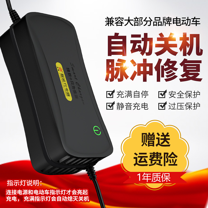 电动车电瓶充电器48kv12ah60v20ah72v64v超威天能电车大功率三轮