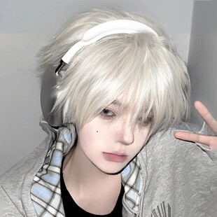 白金色假发男万用cos韩系奶狗自然少年氛围感短发学生日常全头套