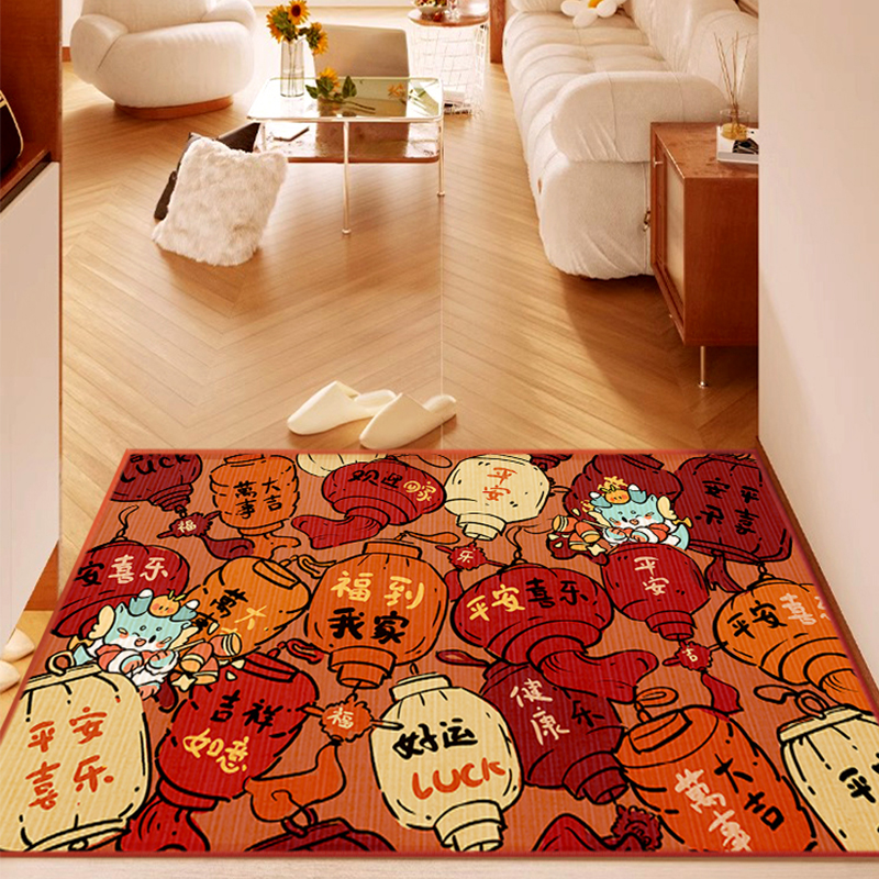 新年进门地垫2024龙年入户门垫红色喜庆过年门口脚垫家用玄关地毯