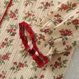 睡裙女春秋纯棉双层纱布长袖睡衣2025新款薄夏季宽松小个子家居服