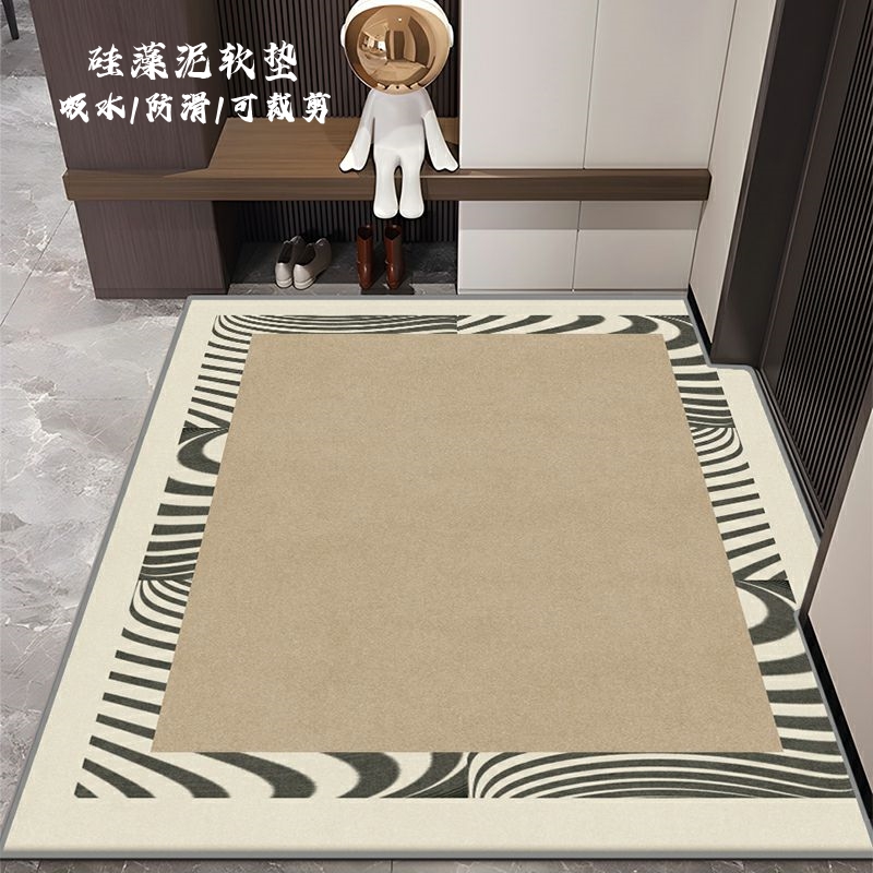 奶油风硅藻泥入户门脚垫进门地垫防滑吸水门垫门口垫子耐脏可裁剪