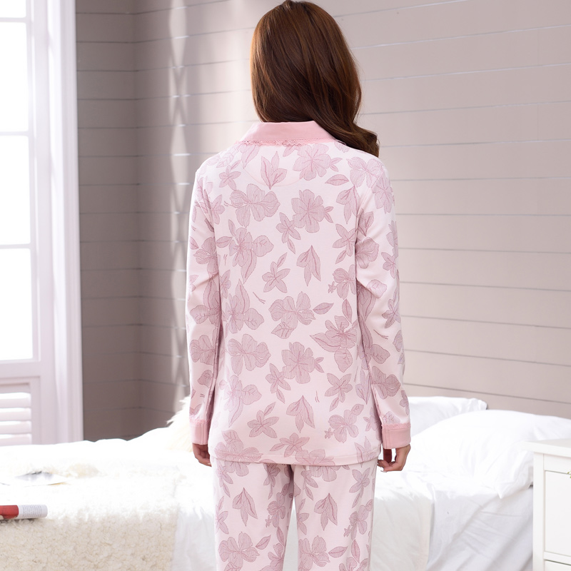 圆人睡衣女春秋纯棉长袖新疆棉春夏薄款中老年妈妈女士家居服套装