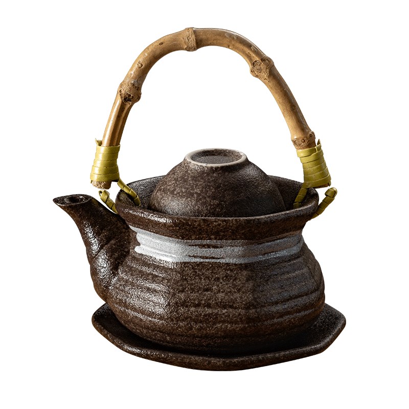日式陶瓷海鲜汤壶一壶一杯手提茶壶茶杯日韩料理餐具单人松茸汤壶