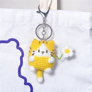 手工小猫挂件钥匙扣玩偶礼物成品编织猫饼可爱大橘包包挂饰diy条