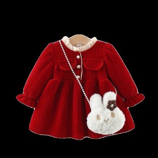 童装女童连衣裙冬季加绒儿童小女孩公主裙子0一1-3岁婴儿宝宝冬装