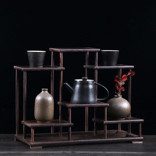 鸡翅木多宝阁茶壶茶具架子小博古架实木中式摆件紫砂壶展示置物架