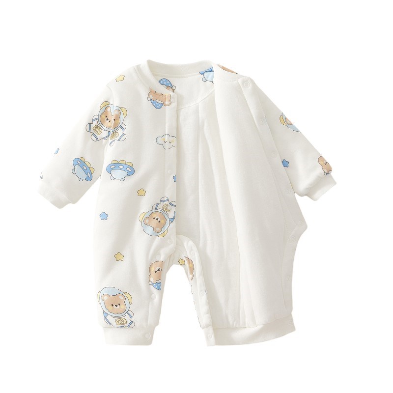 婴儿衣服冬季加厚新生儿初生宝宝棉服连体衣保暖婴幼儿爬服连身衣