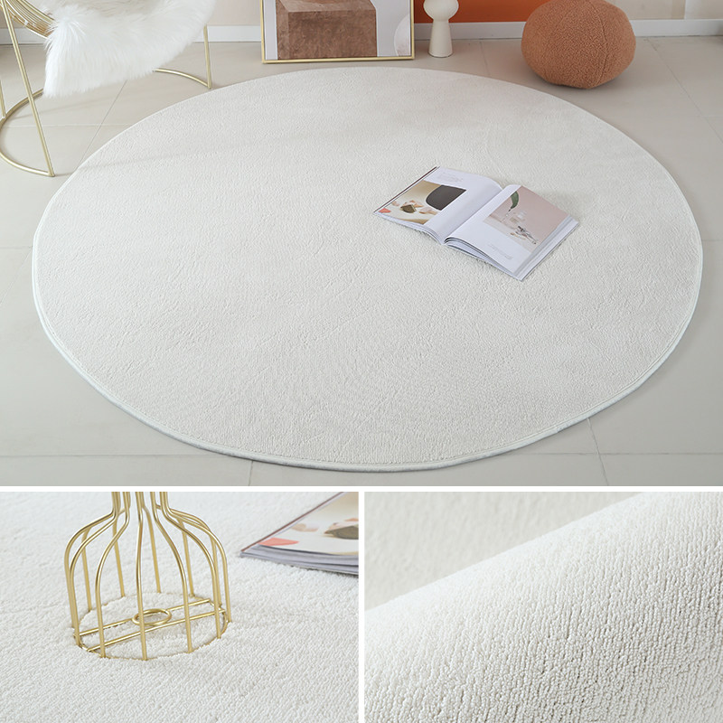 轻奢圆形地毯短毛米白色茶几毯电脑椅化妆椅垫子吊篮帐篷隔音地垫,居家布艺,地毯,淘宝优惠券,粉丝福利购,淘宝优惠卷