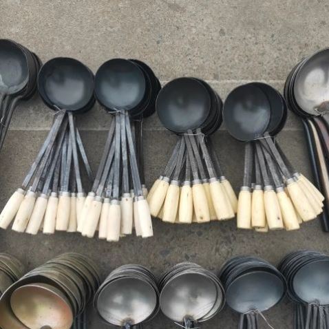 纯铁勺加厚铁锅勺汤勺手工勺子锻打锅勺长柄铁勺子厨师用蛋饺勺