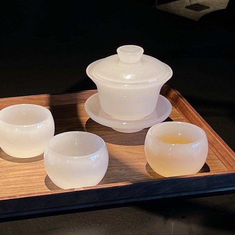 白玉琉璃茶具套装家用送礼茶壶盖碗功夫杯礼品简约酒店民宿装饰品,家居饰品,桌面摆件,淘宝优惠券,粉丝福利购,淘宝优惠卷